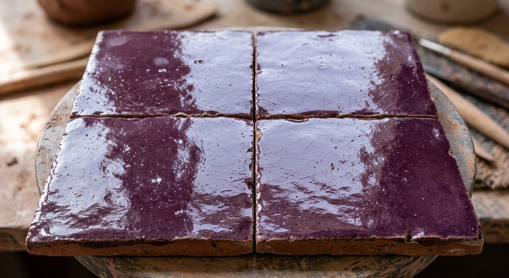 Handcrafted Moroccan Zellige Tile - Aubergine