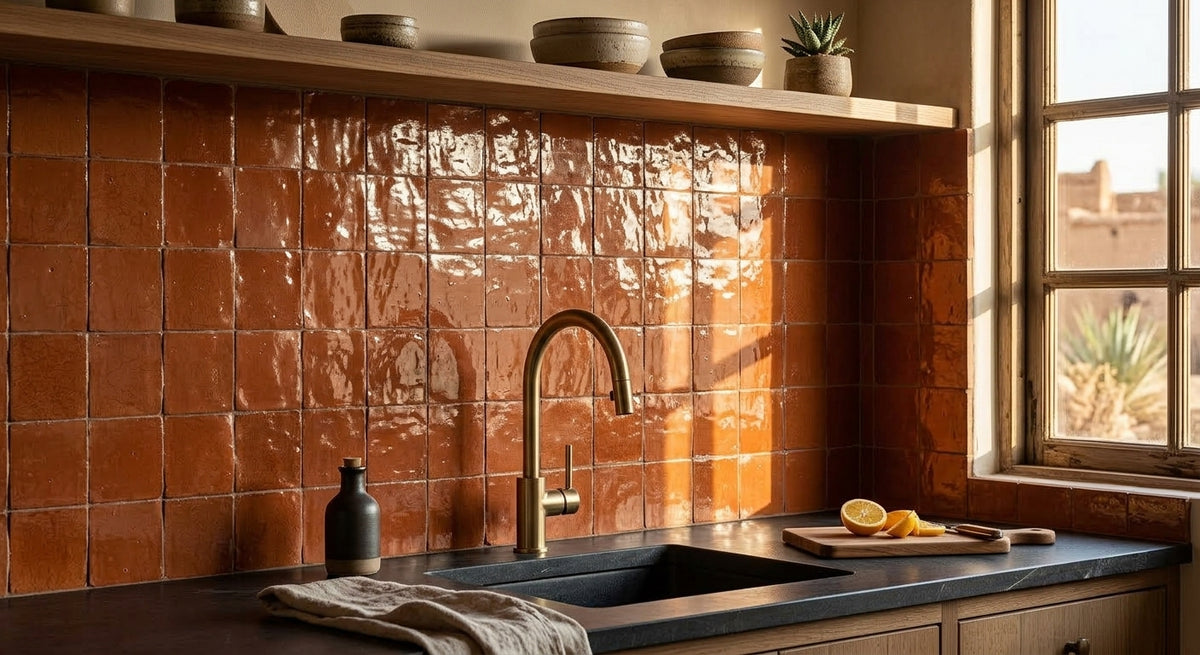 Handcrafted Moroccan Zellige Tile - Clay Pink