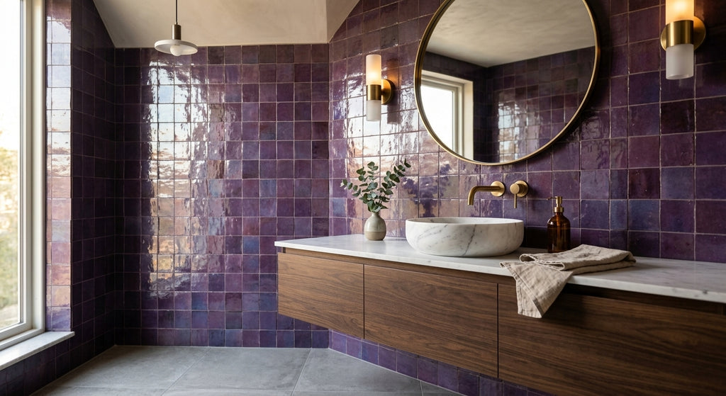 Handcrafted Moroccan Zellige Tile - Aubergine