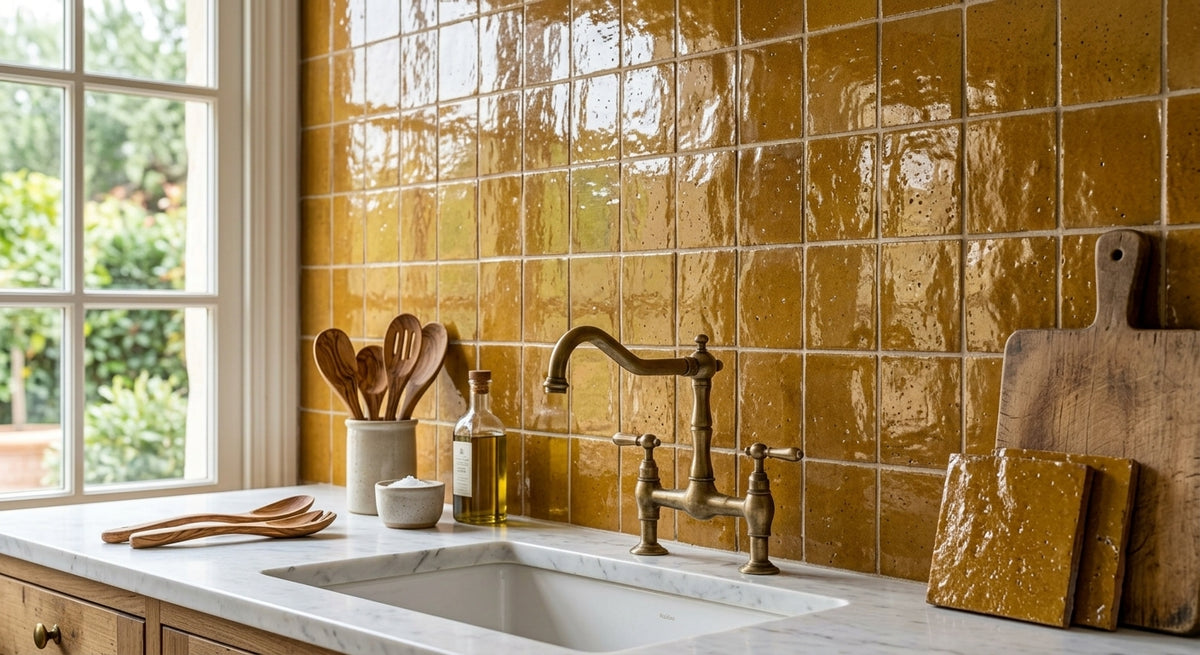 Handcrafted Moroccan Zellige Tile - Honey Ochre
