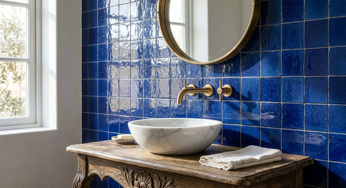 Handcrafted Moroccan Zellige Tile - Cobalt Blue