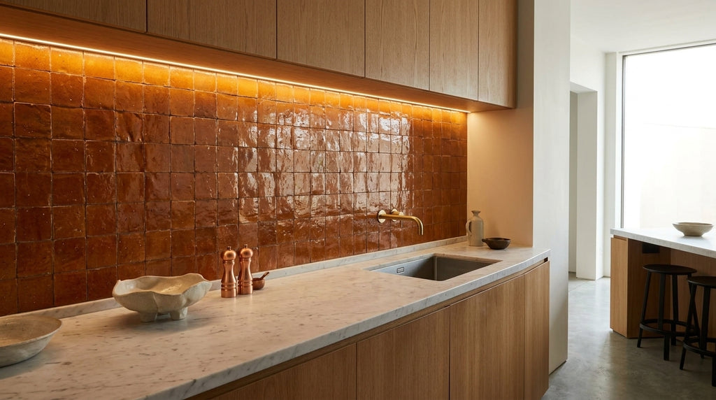 Handcrafted Moroccan Zellige Tile - Burnt Orange
