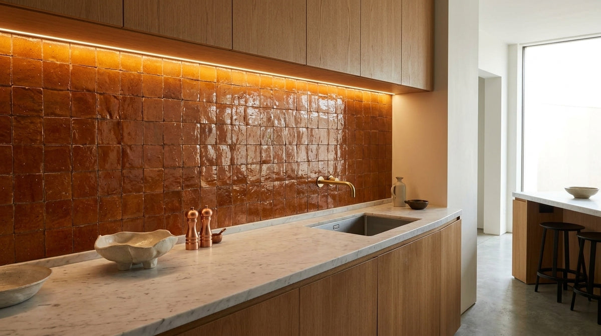 Handcrafted Moroccan Zellige Tile - Burnt Orange