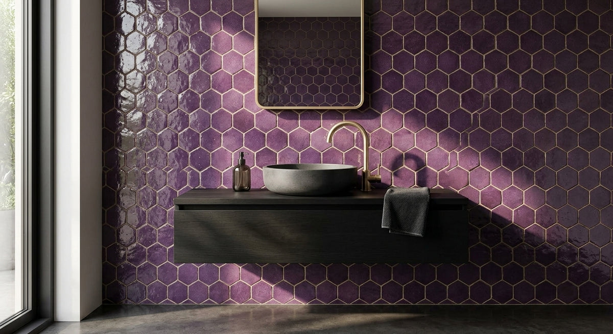 Handcrafted Moroccan Zellige Tile - Aubergine